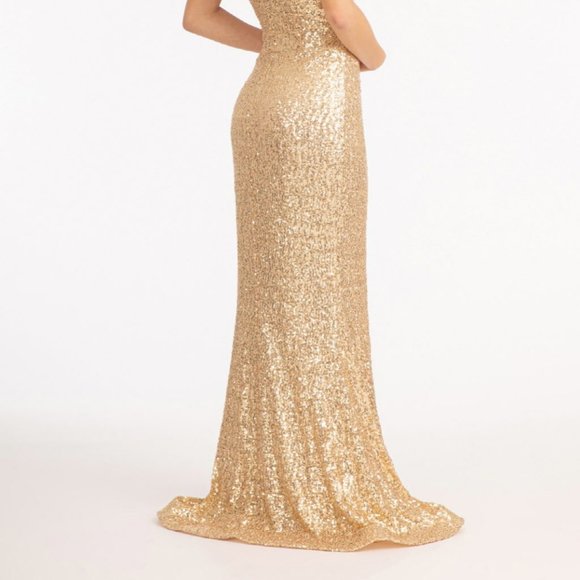 NEW GOLD  Sheath Green Evening Long Prom Party OFF SHOULDER SHEATH Dress gl3064 - Picture 5 of 5